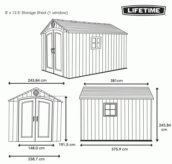 LIFETIME 8’x12.5′ GARDEN SHED 2.4mx3.8m - Image 5