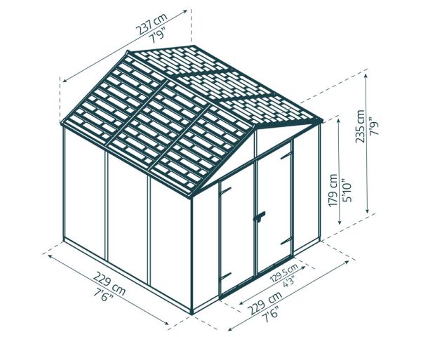 PALRAM RUBICON SKYLIGHT 8’x10′ GARDEN SHED 2.4x3m - Image 2