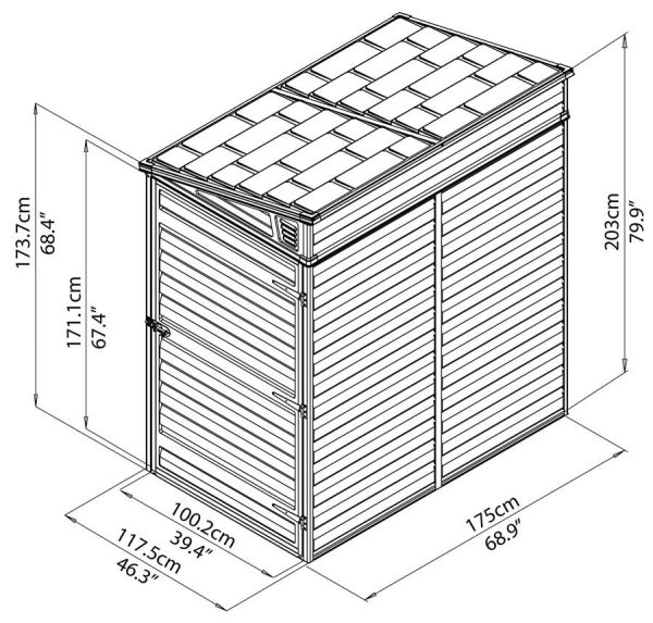 PALRAM SKYLIGHT 4x6 PENT SHED 1.2m x 1.8m - Image 7