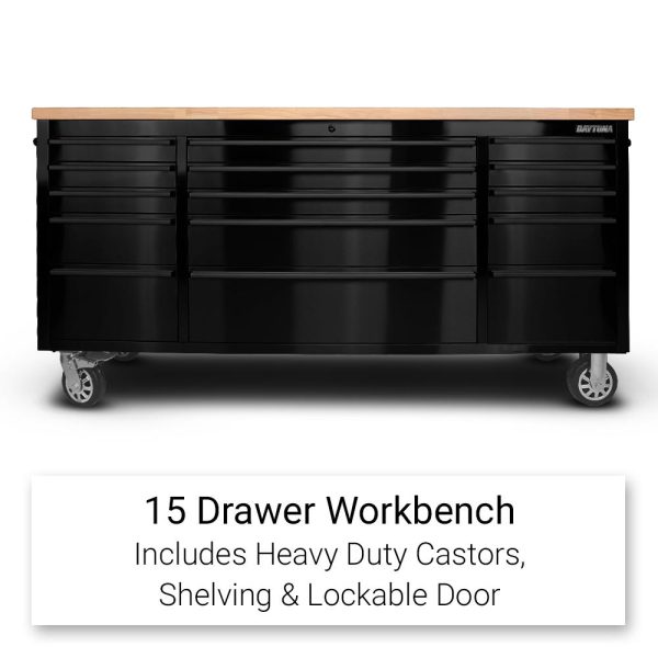 Daytona DBS72 Black Series 72 15 Drawer Work Bench Tool Trolley
