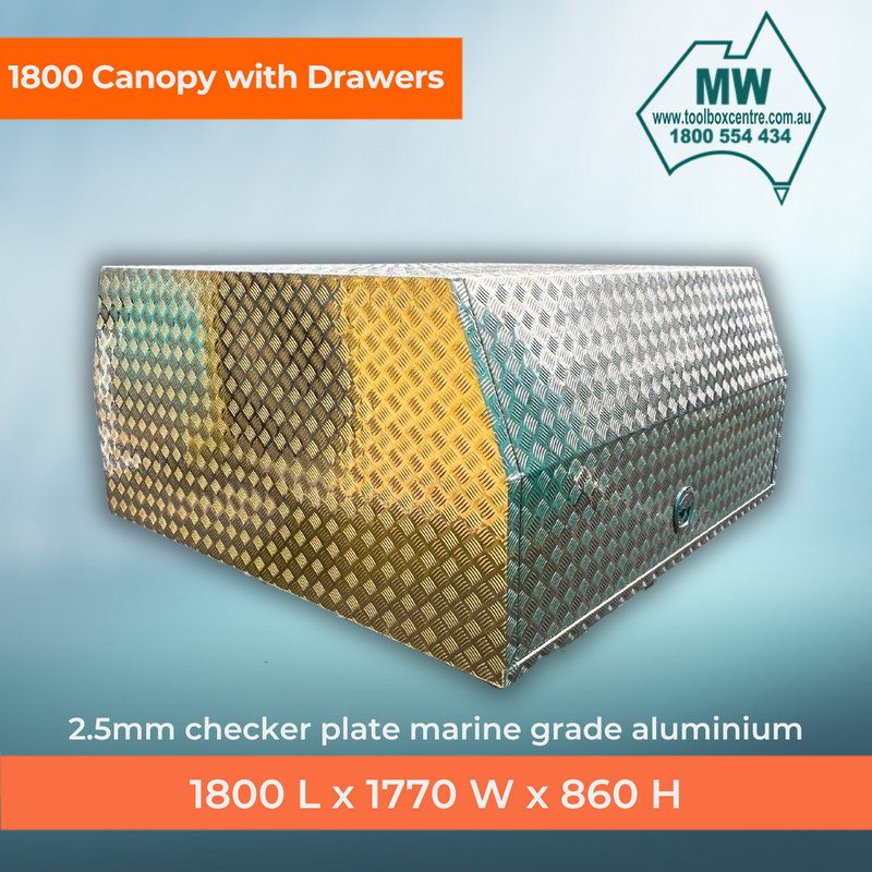 1800mm Aluminium Canopy with Drawers – Checker Plate - Image 3