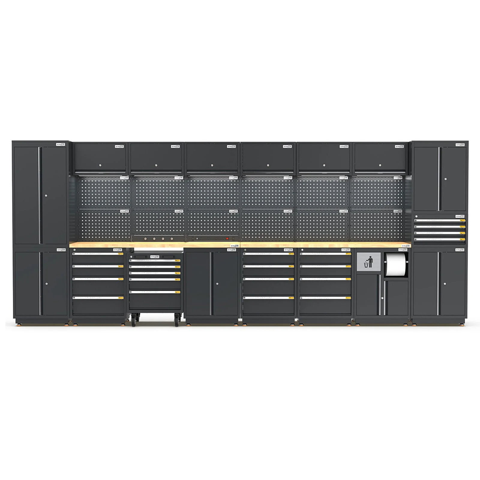 UltraTools 4960mm x 580mm x 2020mm Black Semi-Industrial Workshop Garage Storage Cabinet Set - Image 3