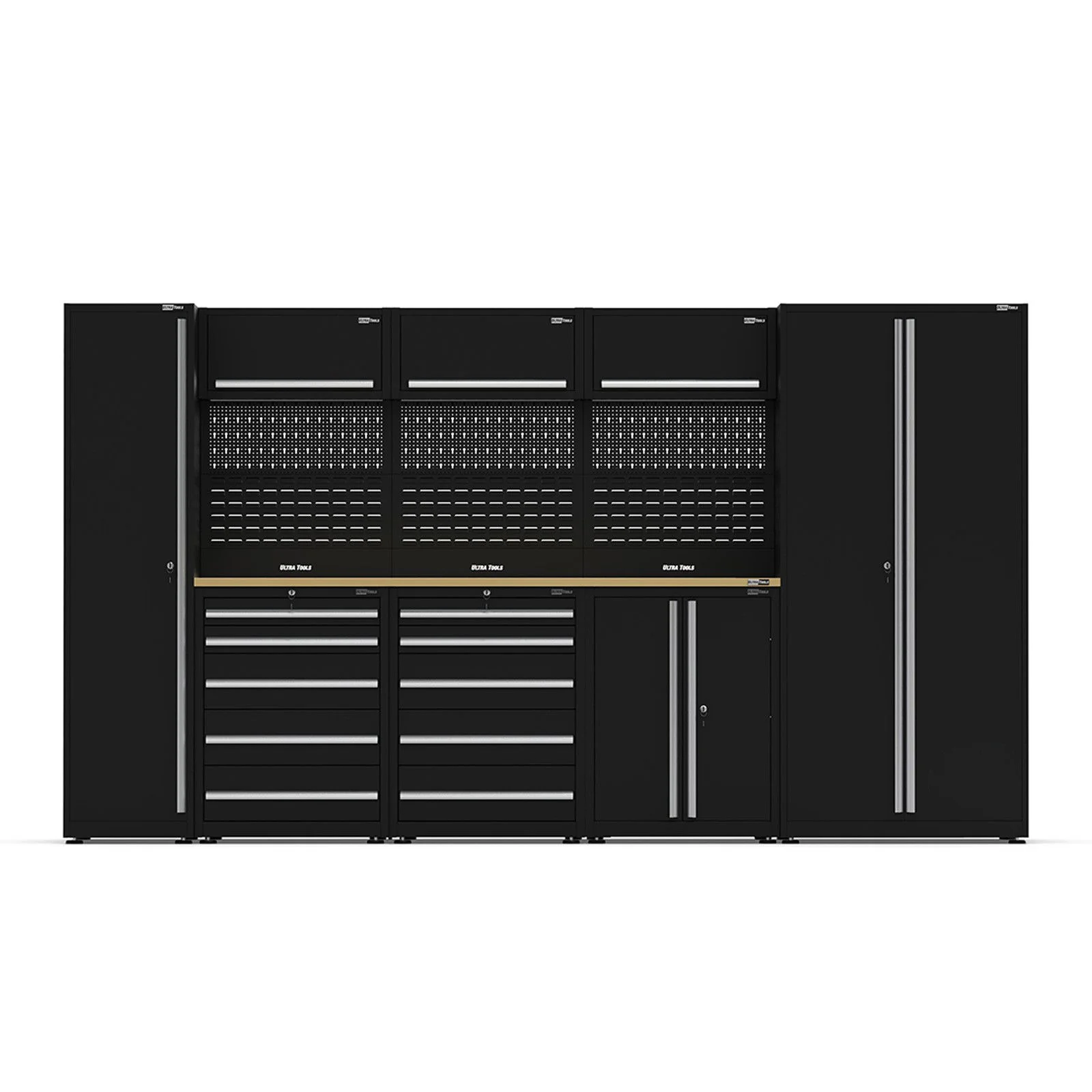 UltraTools 3650mm x 550mm x 2025mm Black Classic Workshop Garage Storage Cabinet Set - Image 2
