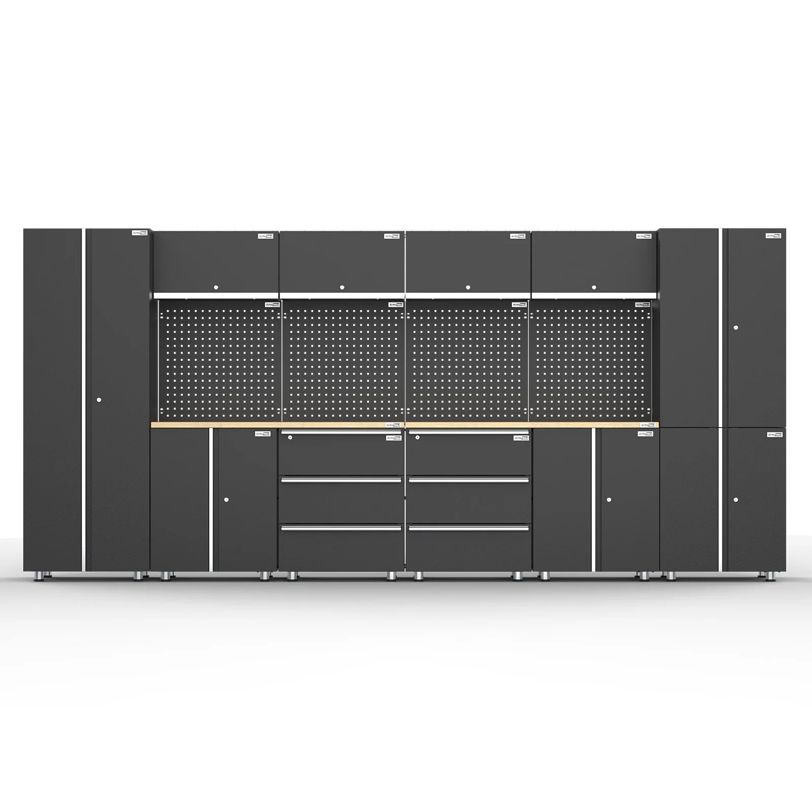 UltraTools 4056mm x 500mm x 1870mm Black Workshop Garage Storage Cabinet Set - Image 2