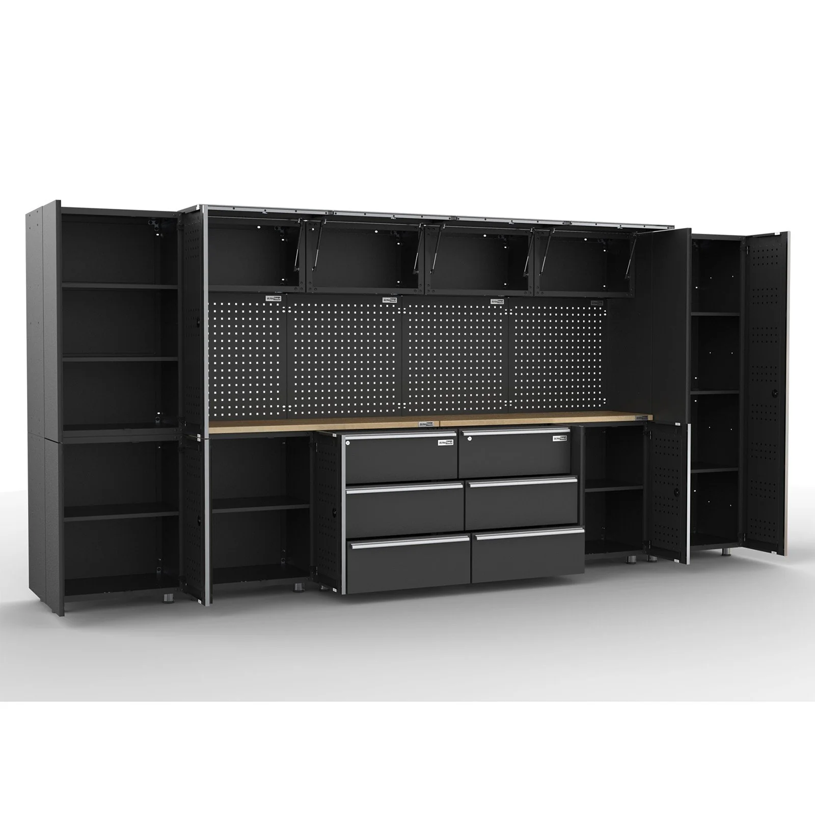 UltraTools 4056mm x 500mm x 1870mm Black Workshop Garage Storage Cabinet Set - Image 3