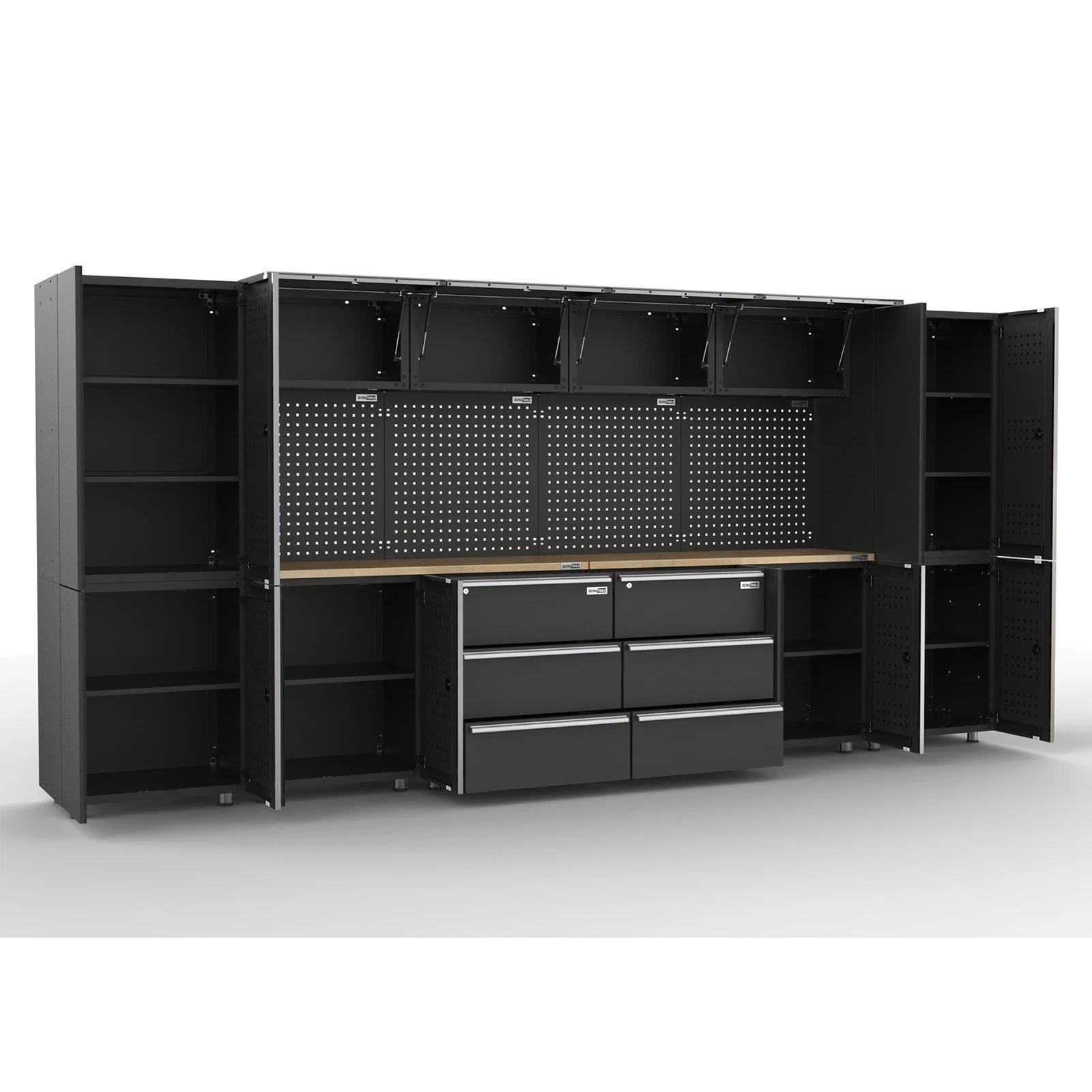 UltraTools 4065mmx 500mm x 1870mm Black Workshop Garage Storage Cabinet Set - Image 3