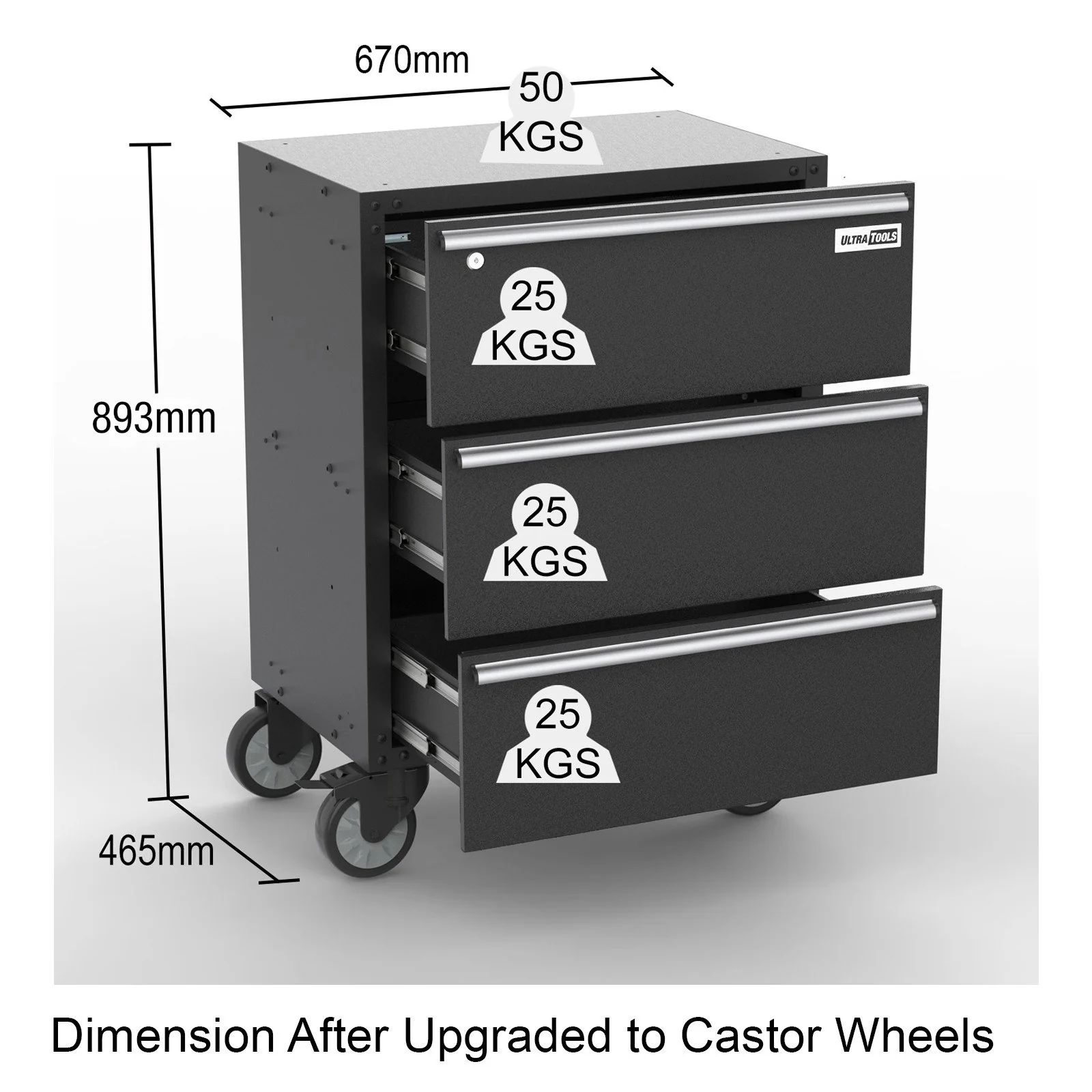 UltraTools 4065mmx 500mm x 1870mm Black Workshop Garage Storage Cabinet Set - Image 4