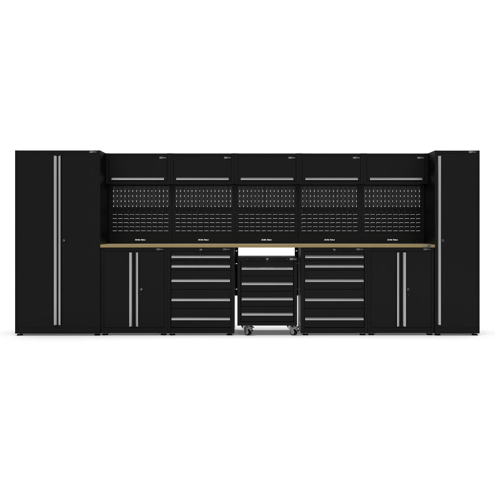 UltraTools 5150mm x 550mm x 2025mm Black Classic Workshop Garage Storage Cabinet Set - Image 8