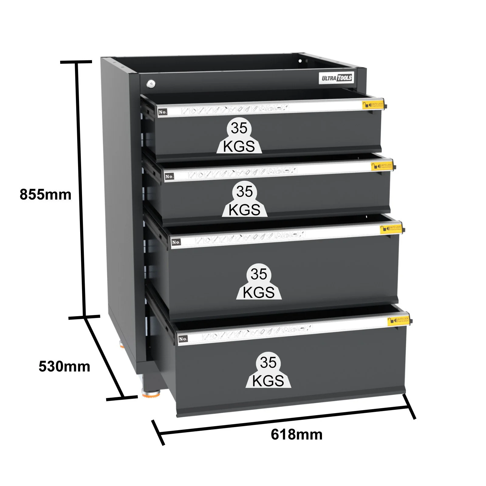 UltraTools 4960mm x 580mm x 2020mm Black Semi-Industrial Workshop Garage Storage Cabinet Set - Image 6