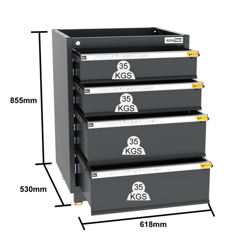 UltraTools 1978/2610mm x 580mm x 2020mm Heavy-Duty Modular Workshop & Garage Storage Corner Cabinet System - Image 3