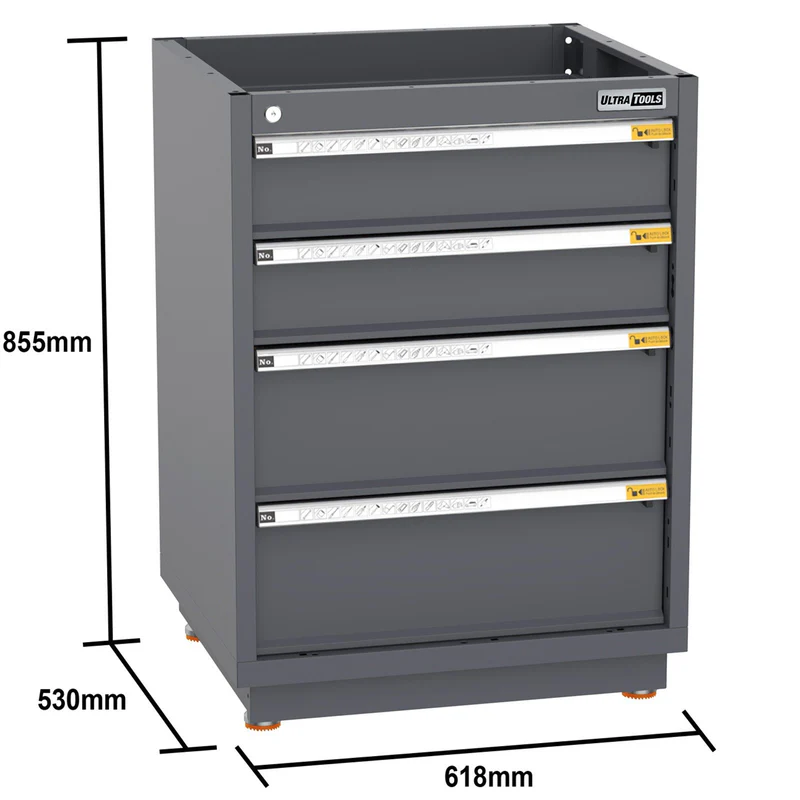 UltraTools 1978/2610mm x 580mm x 2020mm Heavy-Duty Modular Workshop & Garage Storage Corner Cabinet System - Image 4
