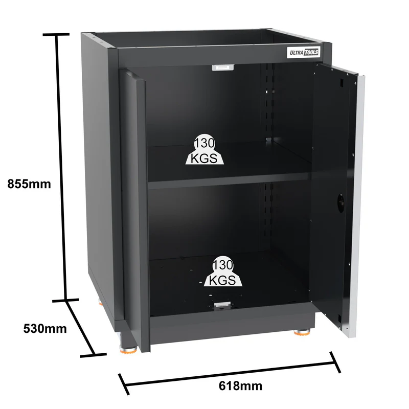 UltraTools 1978/2610mm x 580mm x 2020mm Heavy-Duty Modular Workshop & Garage Storage Corner Cabinet System - Image 5