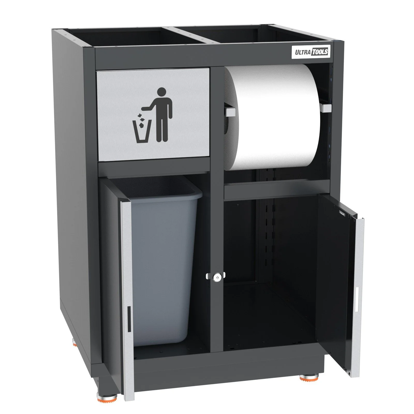 UltraTools 2610/3240mm x 580mm x 2020mm Black Semi-Industrial Workshop Garage Storage Corner Cabinet Set - Image 3