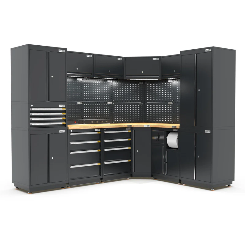 UltraTools 1978/2610mm x 580mm x 2020mm Heavy-Duty Modular Workshop & Garage Storage Corner Cabinet System - Image 7