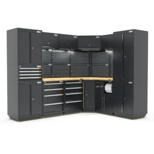 UltraTools 1978/2610mm x 580mm x 2020mm Heavy-Duty Modular Workshop & Garage Storage Corner Cabinet System