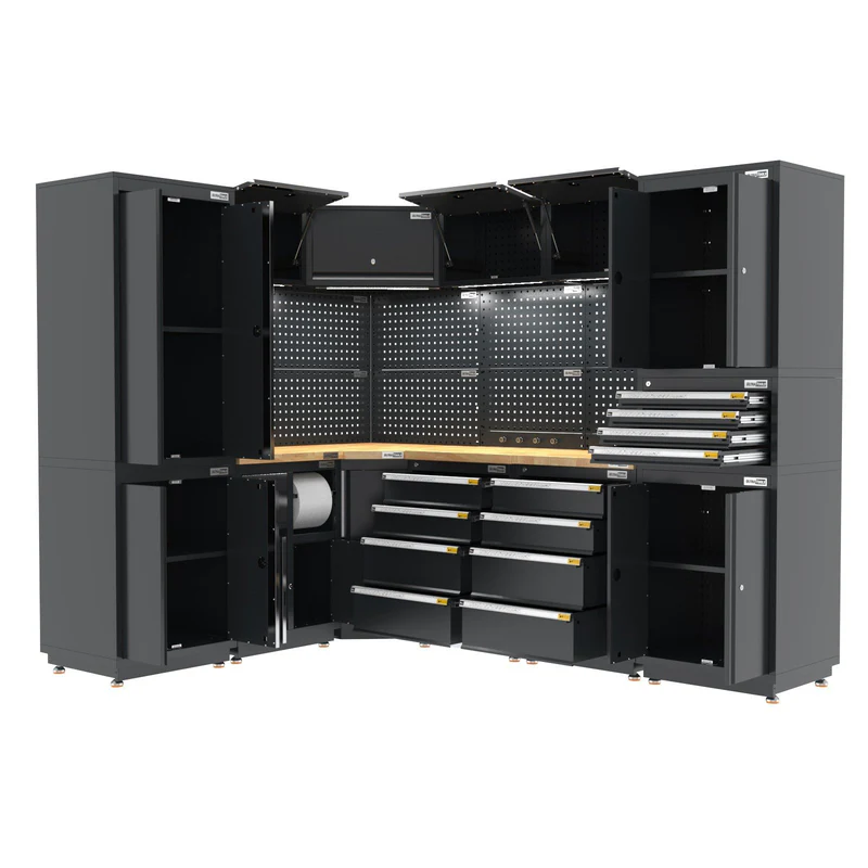 UltraTools 1978/2610mm x 580mm x 2020mm Heavy-Duty Modular Workshop & Garage Storage Corner Cabinet System - Image 9