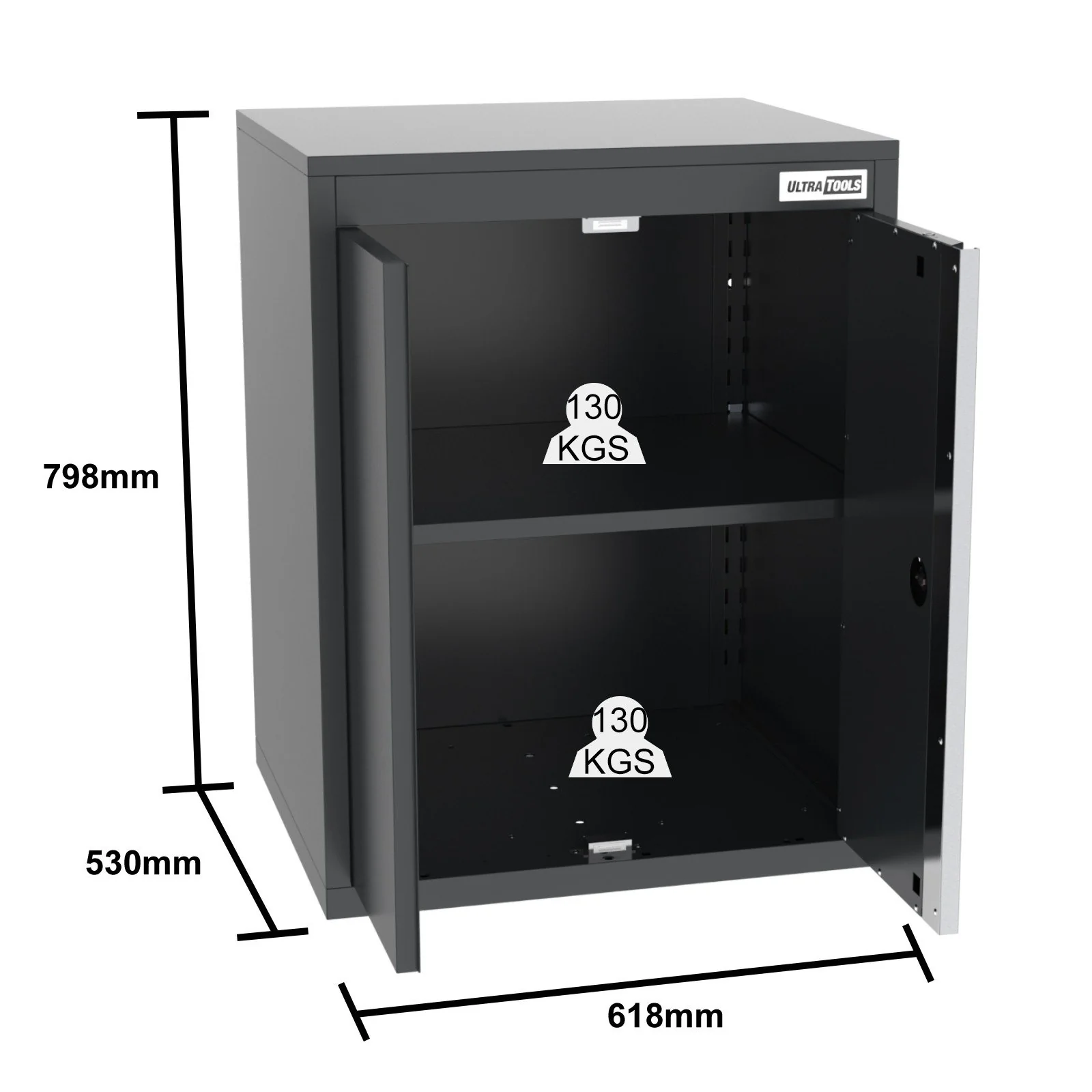 UltraTools 4350mm x 580mm x 2020mm Black Semi-Industrial Workshop Garage Storage Cabinet Set - Image 9