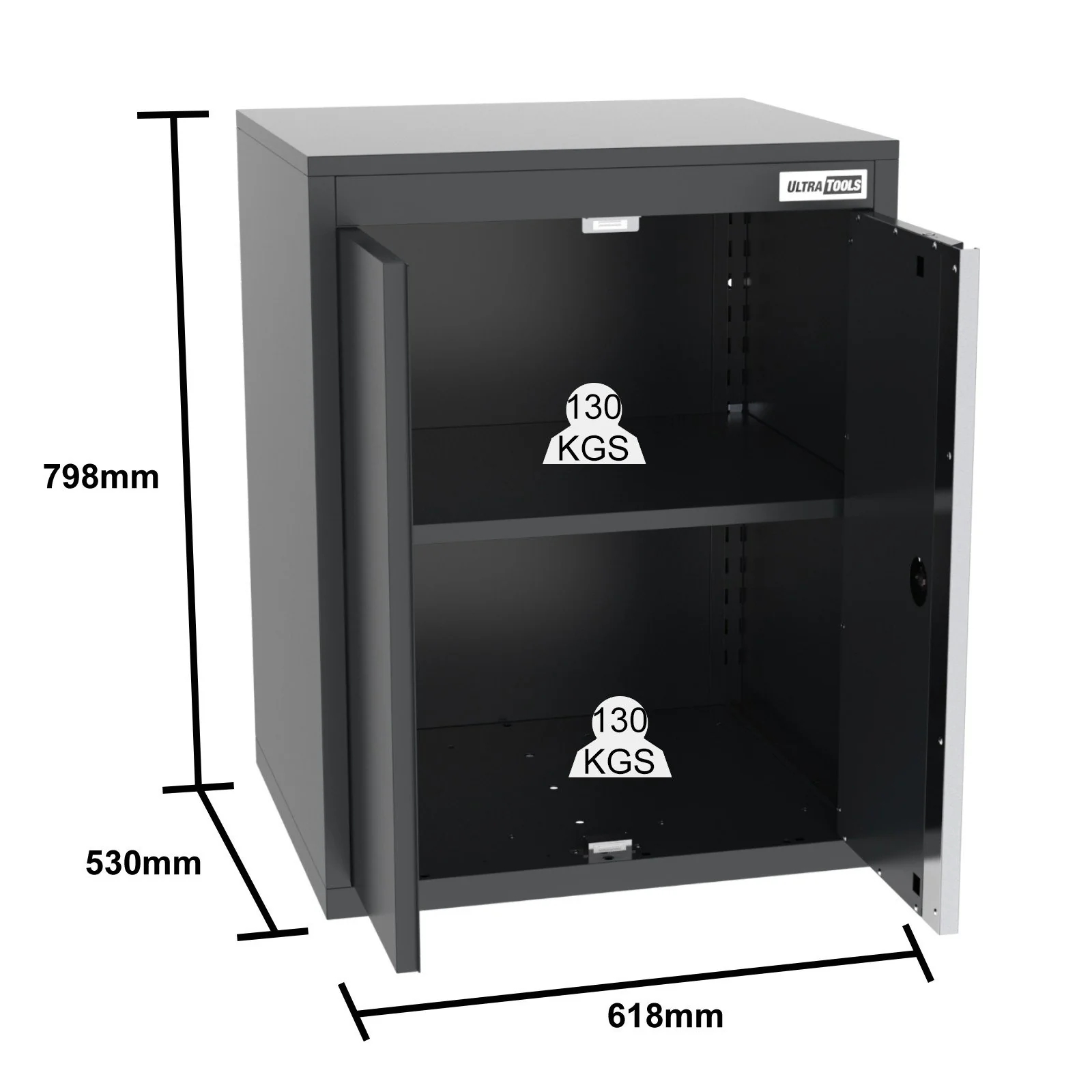 UltraTools 4960mm x 580mm x 2020mm Black Semi-Industrial Workshop Garage Storage Cabinet Set - Image 10