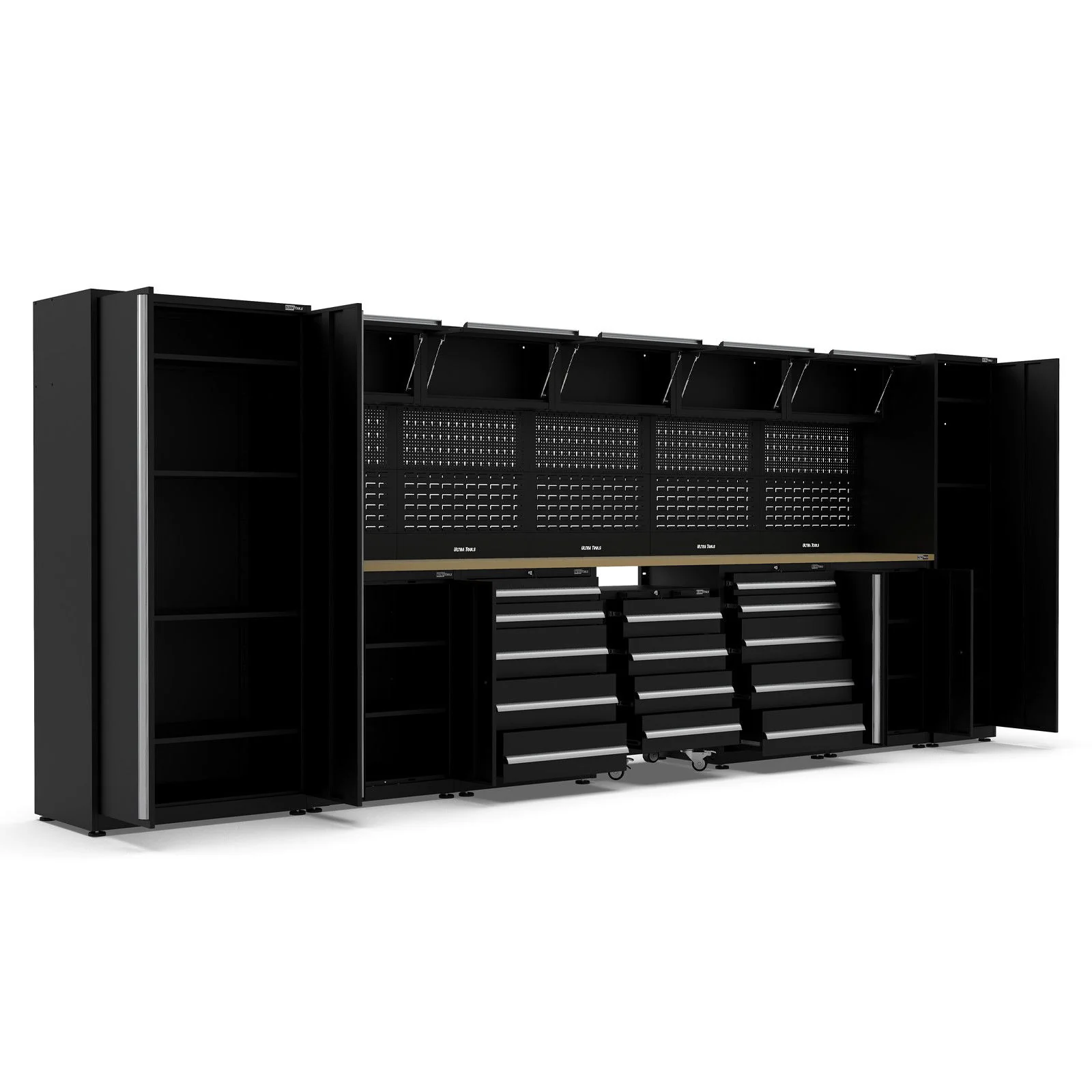 UltraTools 5150mm x 550mm x 2025mm Black Classic Workshop Garage Storage Cabinet Set - Image 10