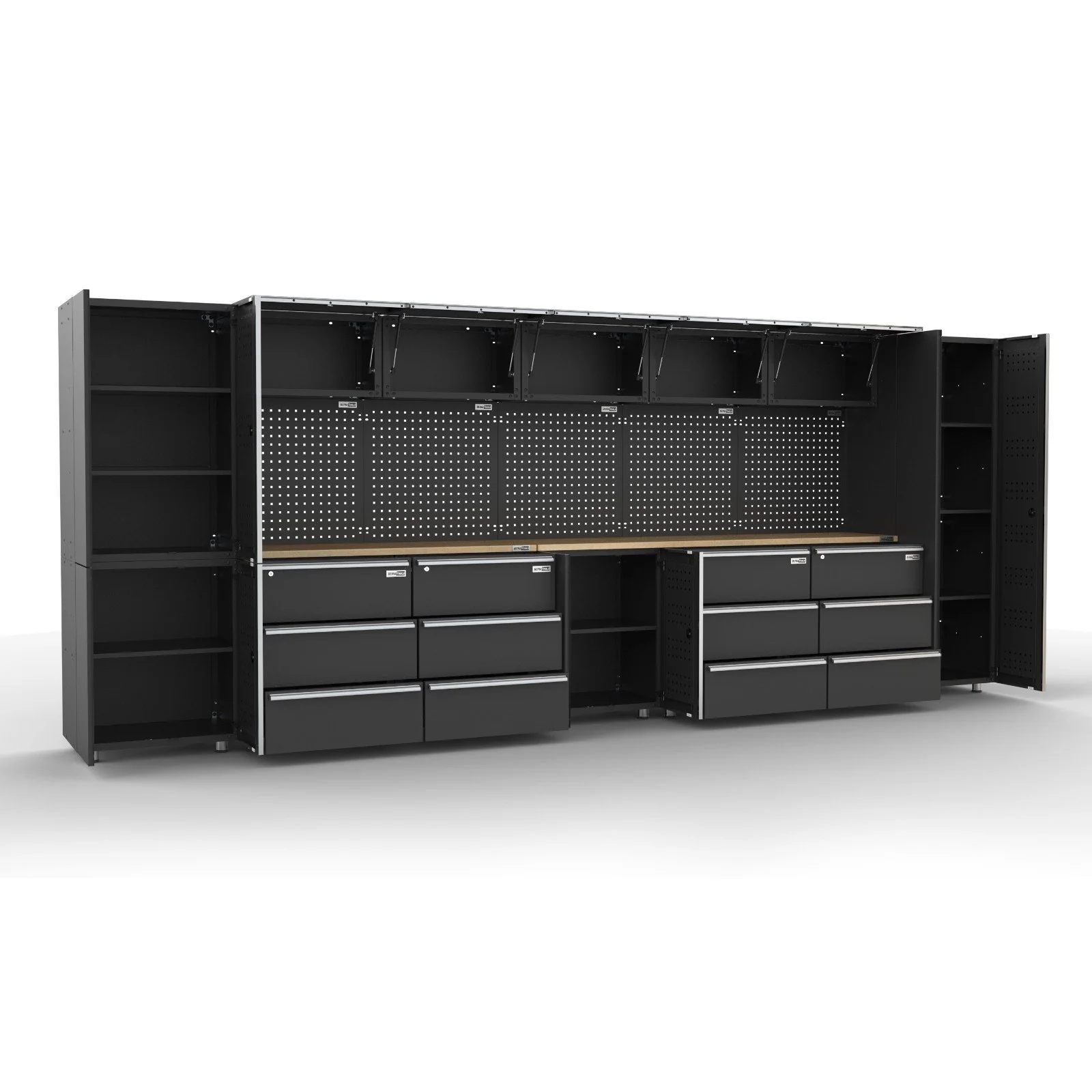 UltraTools 4740mm x 500mm x 1870mm Black Workshop Garage Storage Cabinet Set - Image 4