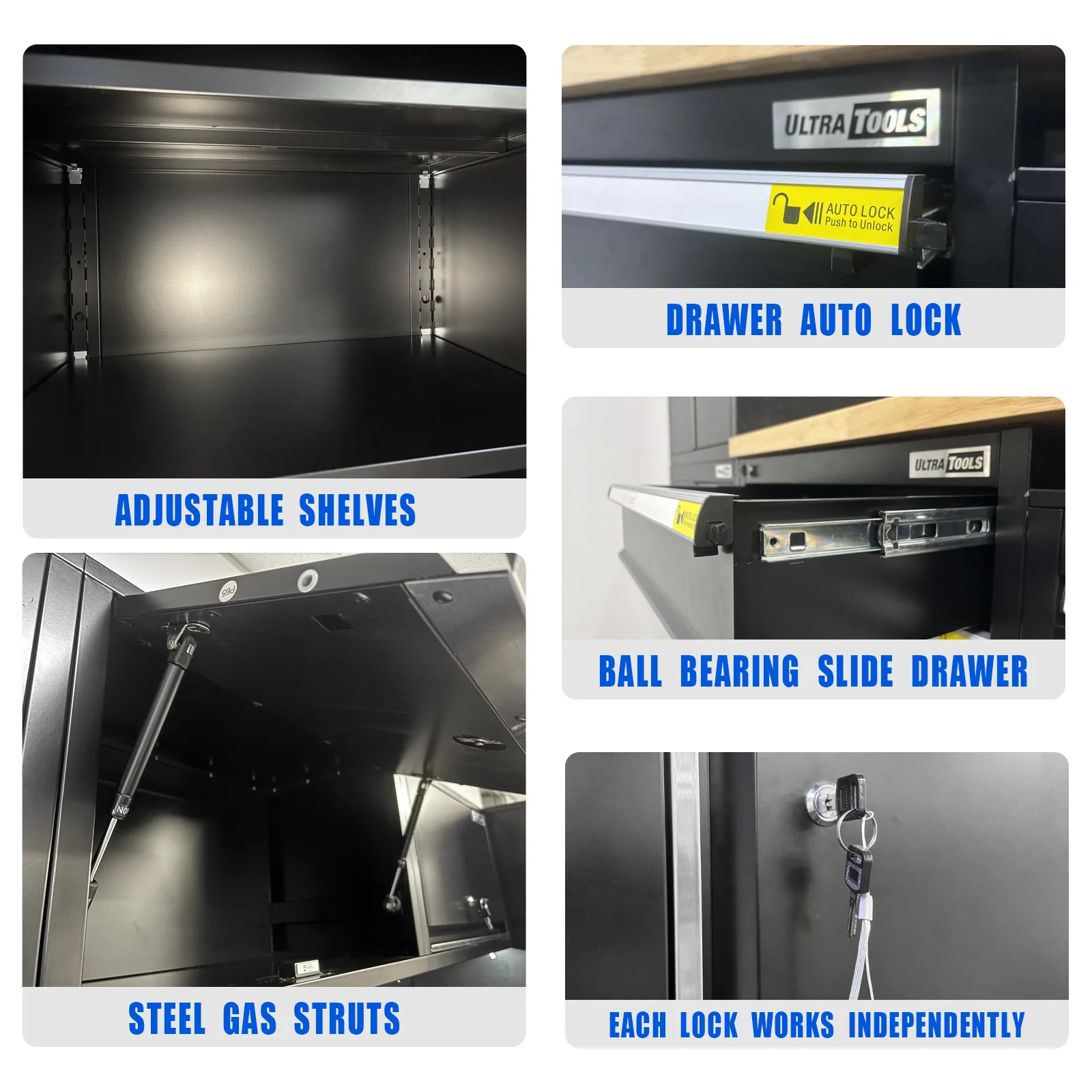 UltraTools 3100mm x 580mm x 2020mm Black Semi-Industrial Workshop Garage Storage Cabinet Set - Image 15