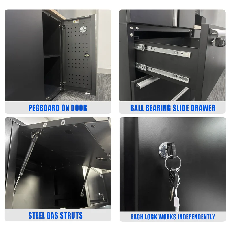 UltraTools 4740mm x 500mm x 1870mm Black Workshop Garage Storage Cabinet Set - Image 5