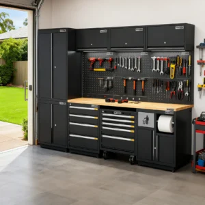 Semi-Industrial Black Workshop Garage Storage Cabinet Set UltraTools 2475mm x 580mm x 2020mm