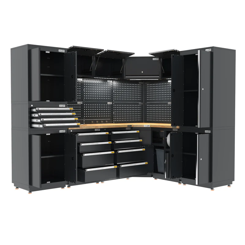 UltraTools 1978/2610mm x 580mm x 2020mm Heavy-Duty Modular Workshop & Garage Storage Corner Cabinet System - Image 16