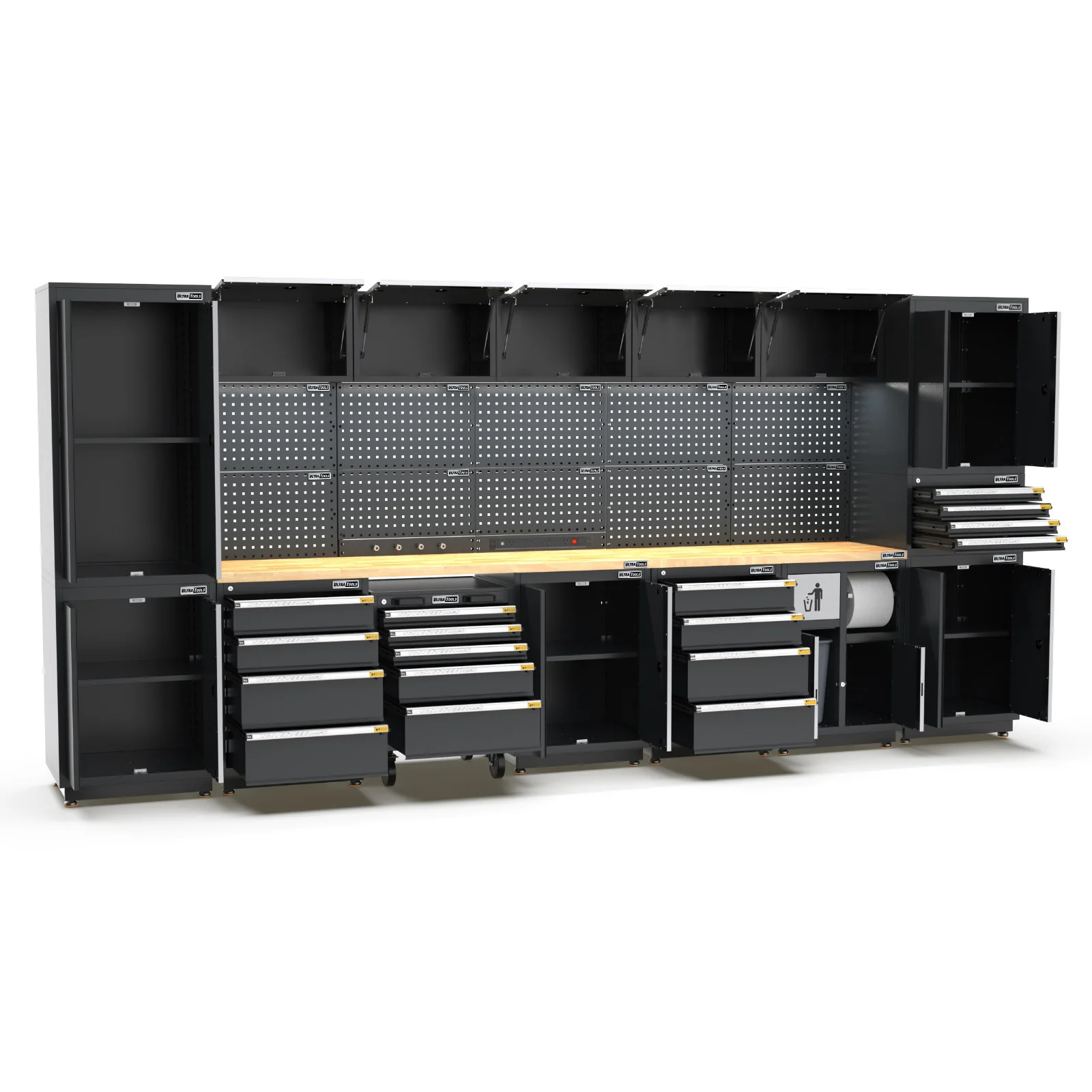 UltraTools 4350mm x 580mm x 2020mm Black Semi-Industrial Workshop Garage Storage Cabinet Set - Image 25