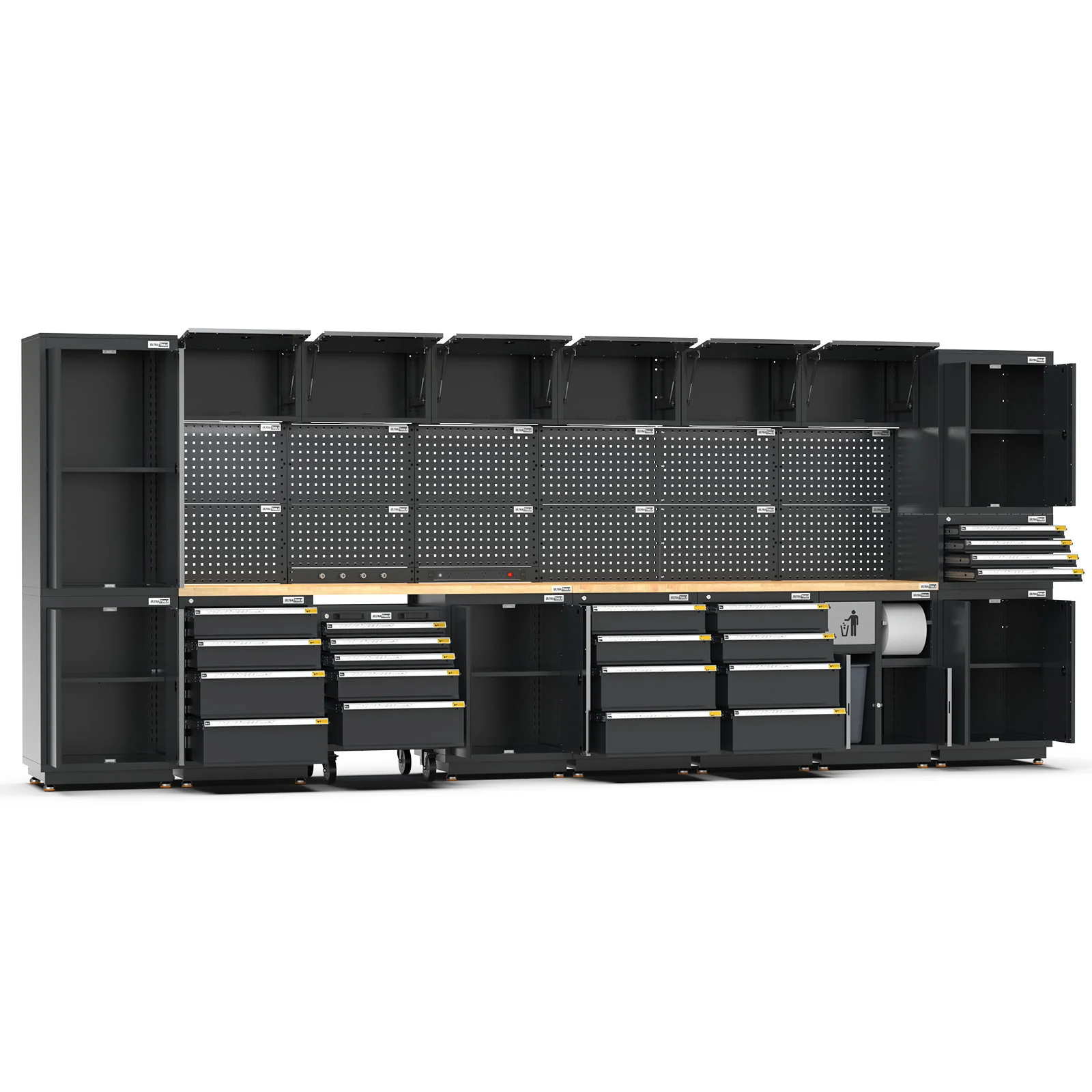 UltraTools 4960mm x 580mm x 2020mm Black Semi-Industrial Workshop Garage Storage Cabinet Set - Image 25