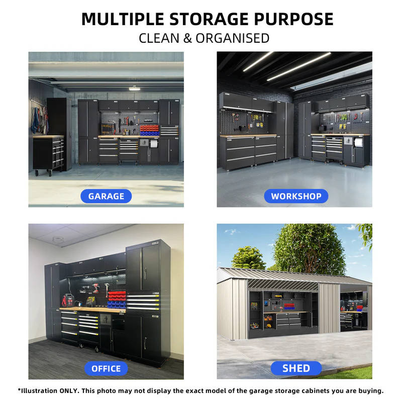 UltraTools 1978/2610mm x 580mm x 2020mm Heavy-Duty Modular Workshop & Garage Storage Corner Cabinet System - Image 17