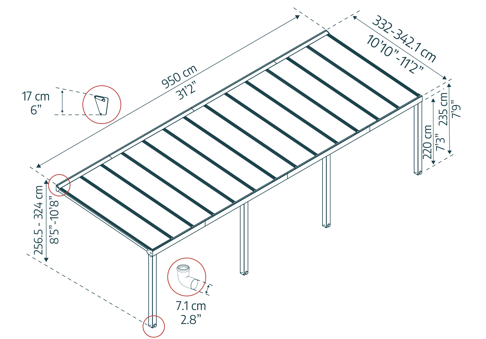 STOCKHOLM PATIO COVER 9.5mx3.4m - Image 6