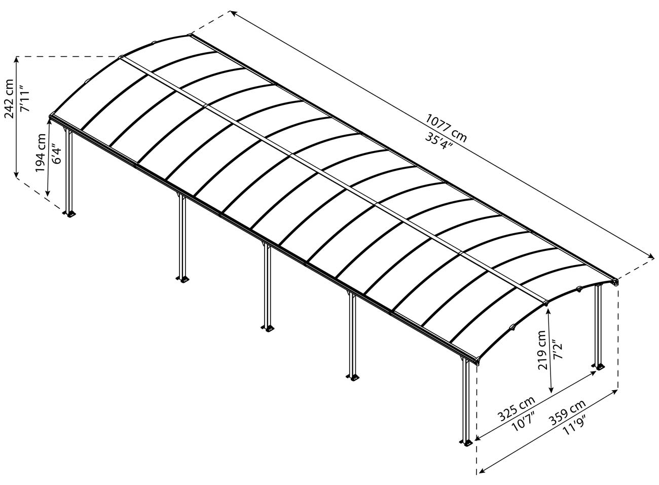 ARCADIA GAZEBO CARPORT 10.6mx3.6m - Image 9