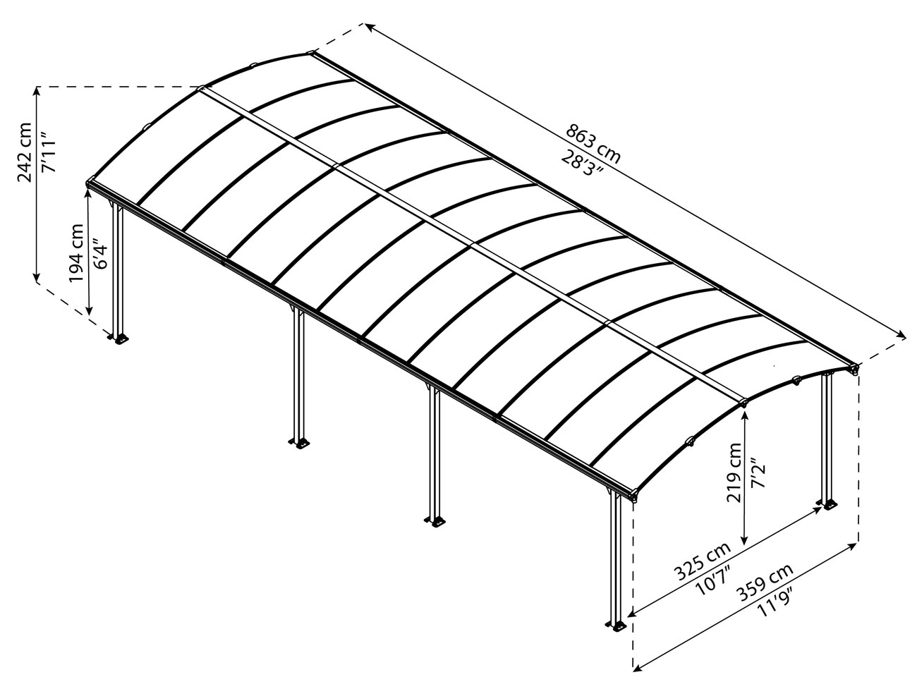 ARCADIA GAZEBO CARPORT 8.5mx3.6m - Image 9