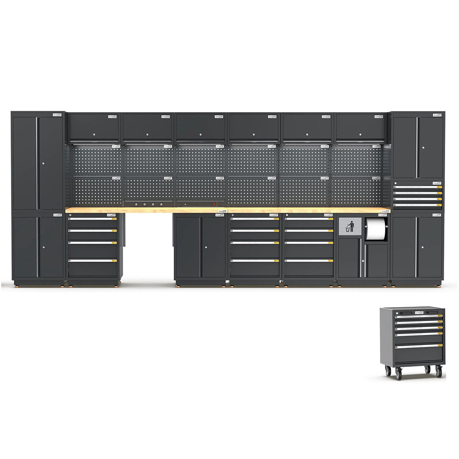 UltraTools 4960mm x 580mm x 2020mm Black Semi-Industrial Workshop Garage Storage Cabinet Set - Image 20