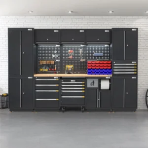 UltraTools 3100mm x 580mm x 2020mm Black Semi-Industrial Workshop Garage Storage Cabinet Set