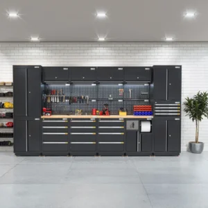 UltraTools 3718mm x 580mm x 2020mm Black Semi-Industrial Workshop Garage Storage System