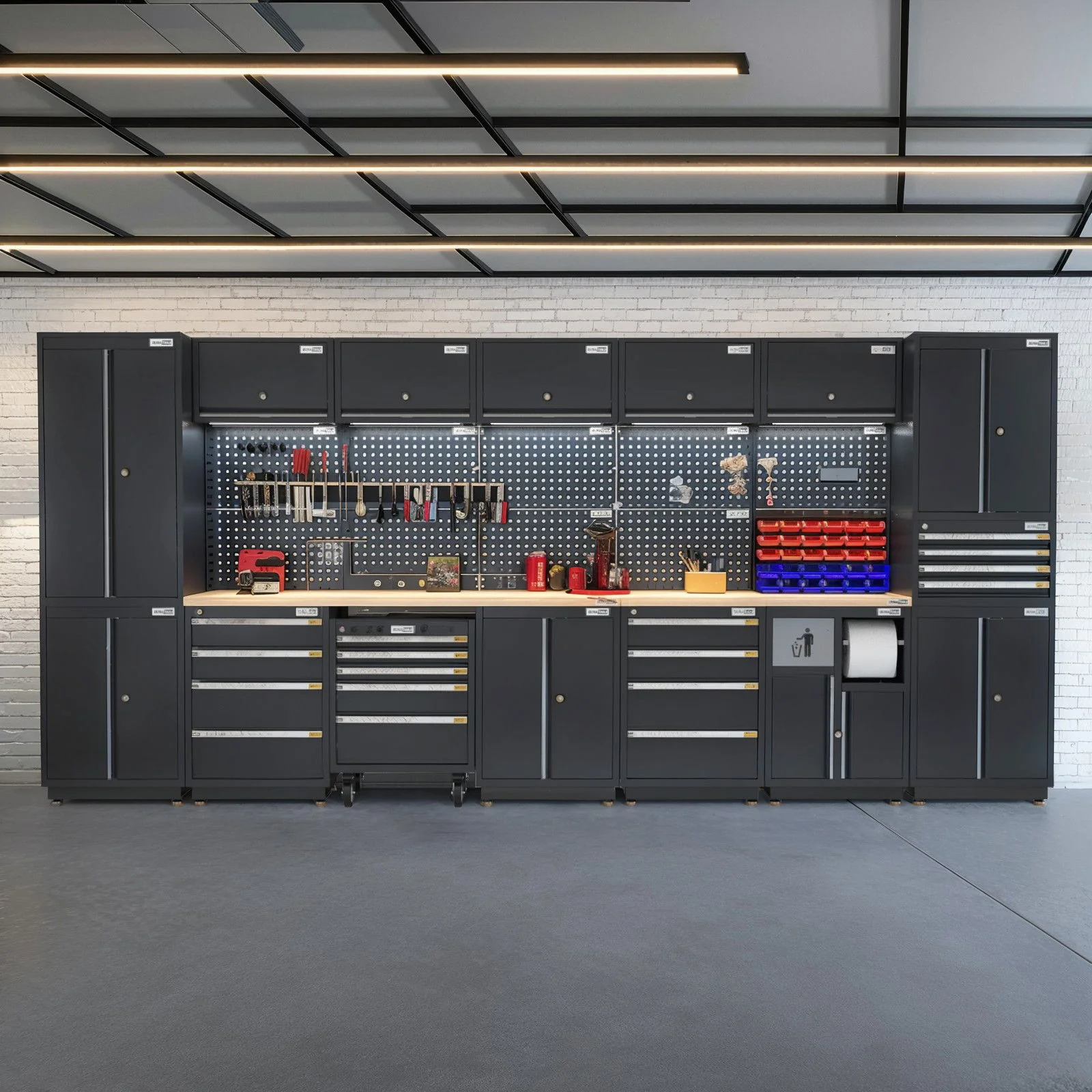 UltraTools 4350mm x 580mm x 2020mm Black Semi-Industrial Workshop Garage Storage Cabinet Set - Image 22