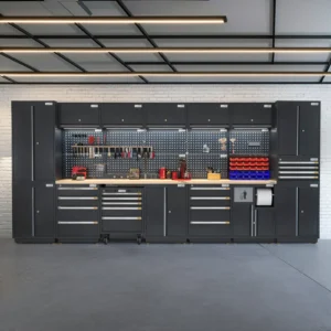 UltraTools 4350mm x 580mm x 2020mm Black Semi-Industrial Workshop Garage Storage Cabinet Set