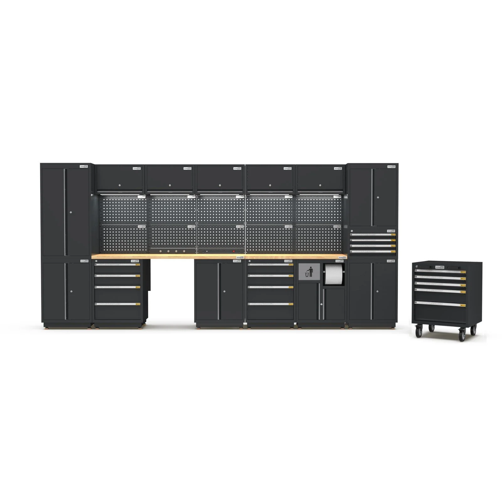 UltraTools 4350mm x 580mm x 2020mm Black Semi-Industrial Workshop Garage Storage Cabinet Set - Image 24