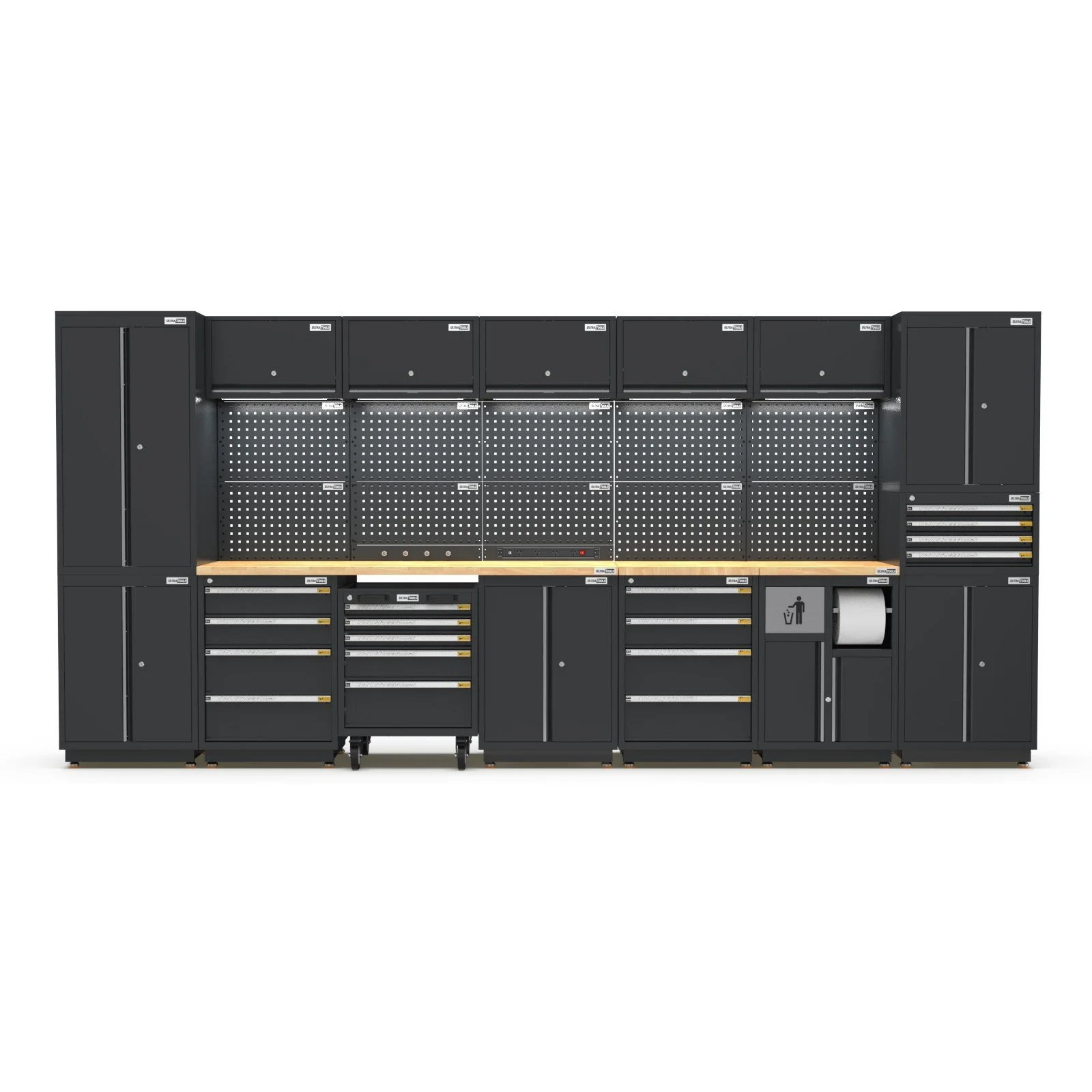 UltraTools 4350mm x 580mm x 2020mm Black Semi-Industrial Workshop Garage Storage Cabinet Set - Image 23