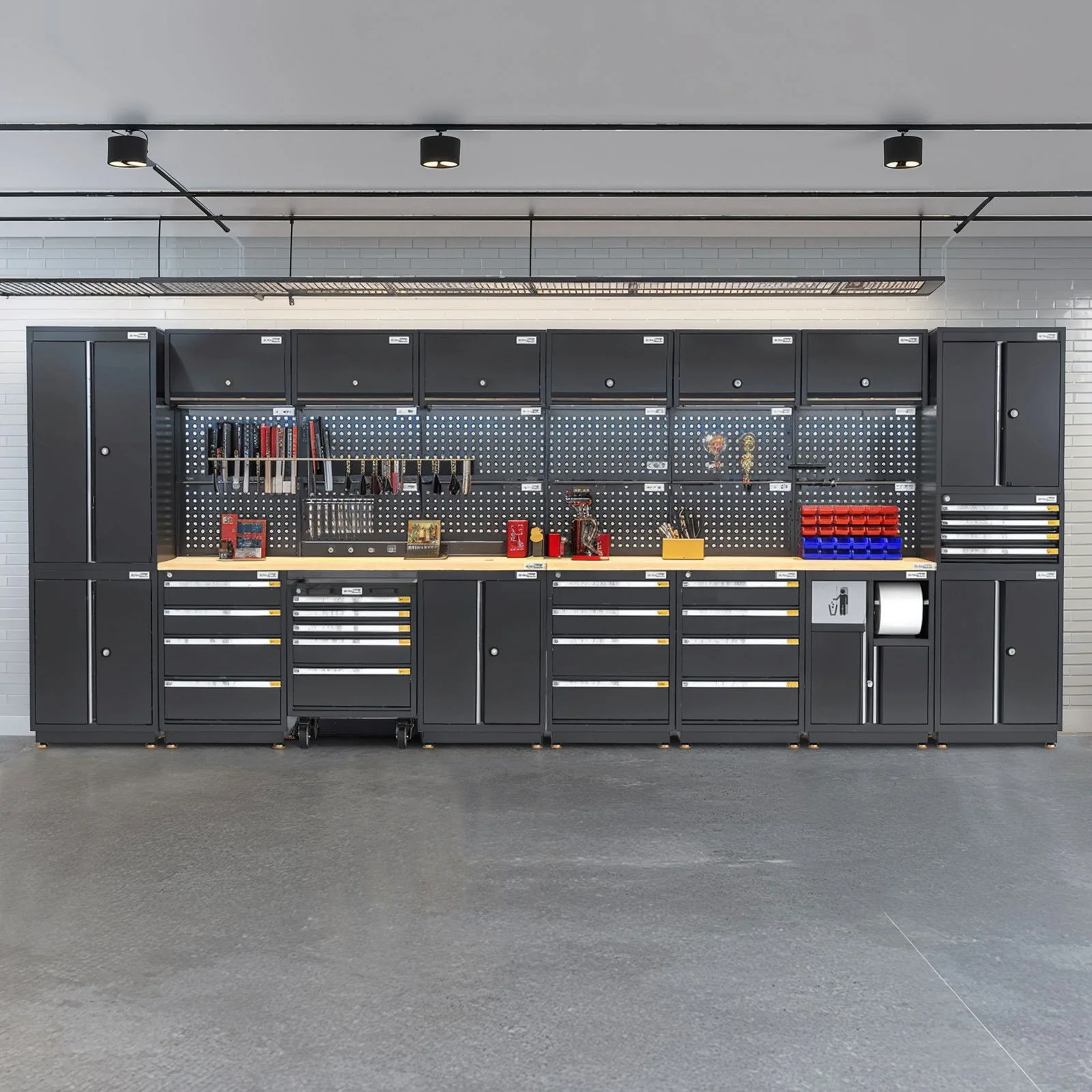 UltraTools 4960mm x 580mm x 2020mm Black Semi-Industrial Workshop Garage Storage Cabinet Set - Image 23