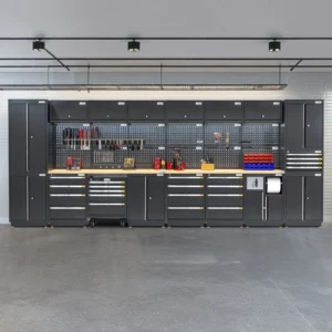 UltraTools 4960mm x 580mm x 2020mm Black Semi-Industrial Workshop Garage Storage Cabinet Set