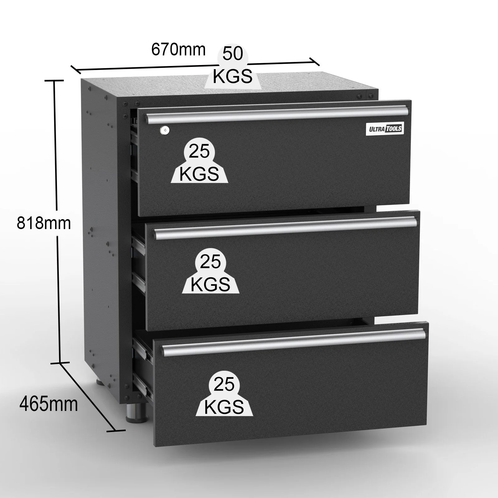 UltraTools 3380mm x 500mm x 1870mm Black Workshop Garage Storage Cabinet Set - Workbench - Image 14