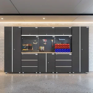 UltraTools 3380mm x 500mm x 1870mm Black Workshop Garage Storage Tall Cabinet Set