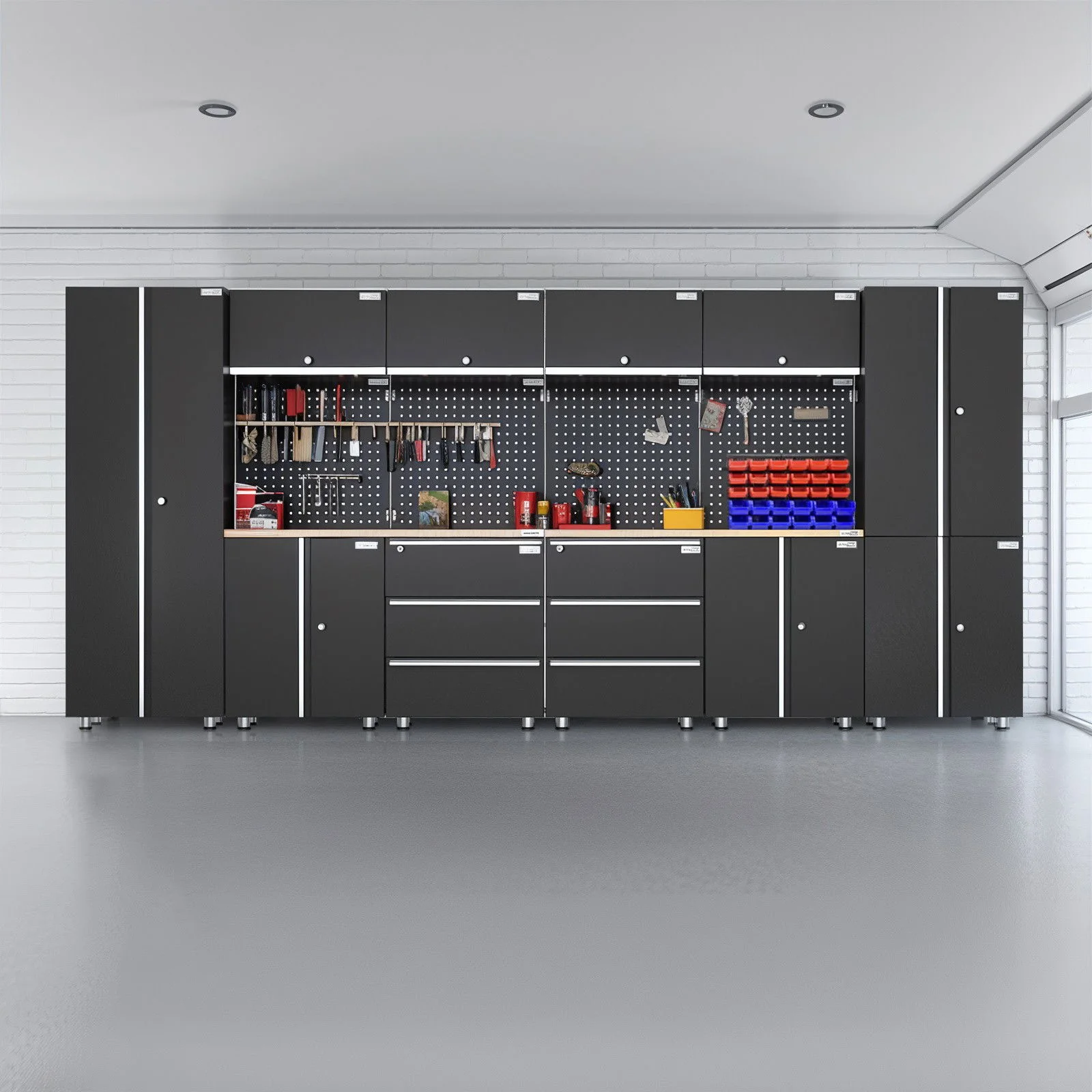 Workshop Garage Storage Cabinet & Workbench Set - UltraTools 4056mm x 500mm x 1870mm Black - Image 16