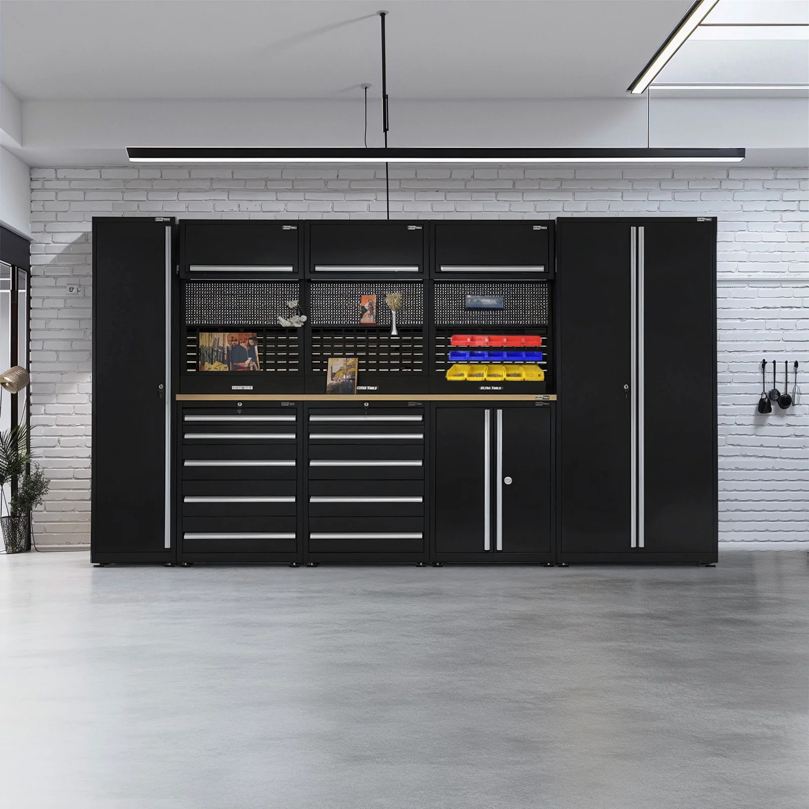 UltraTools 3650mm x 550mm x 2025mm Black Classic Workshop Garage Storage Cabinet Set - Image 16