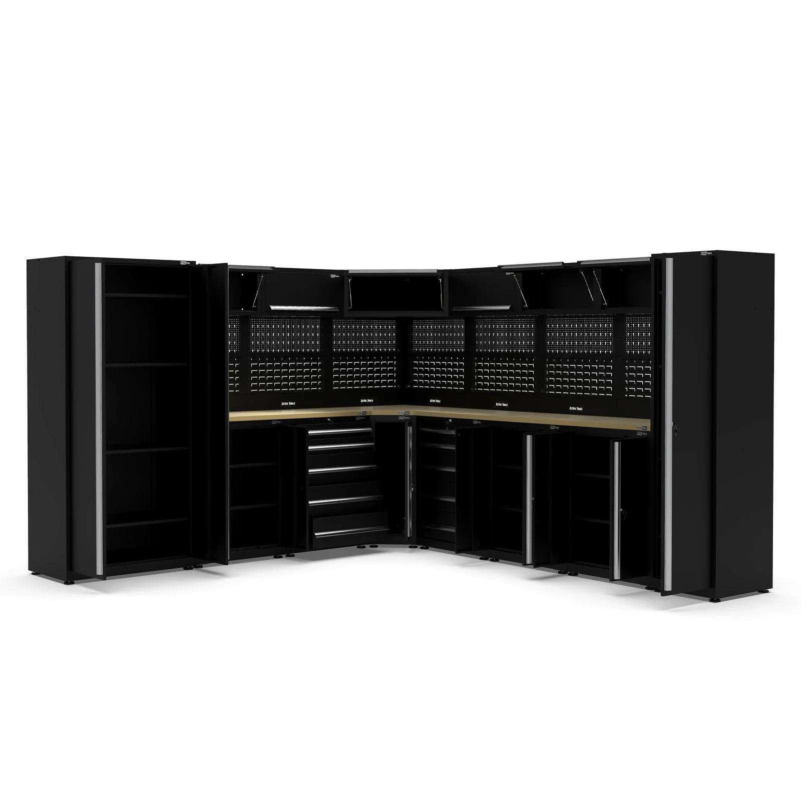 UltraTools 3200/3550mm x 550mm x 2025mm Black Classic Workshop Garage Storage Corner Cabinet Set - Image 21