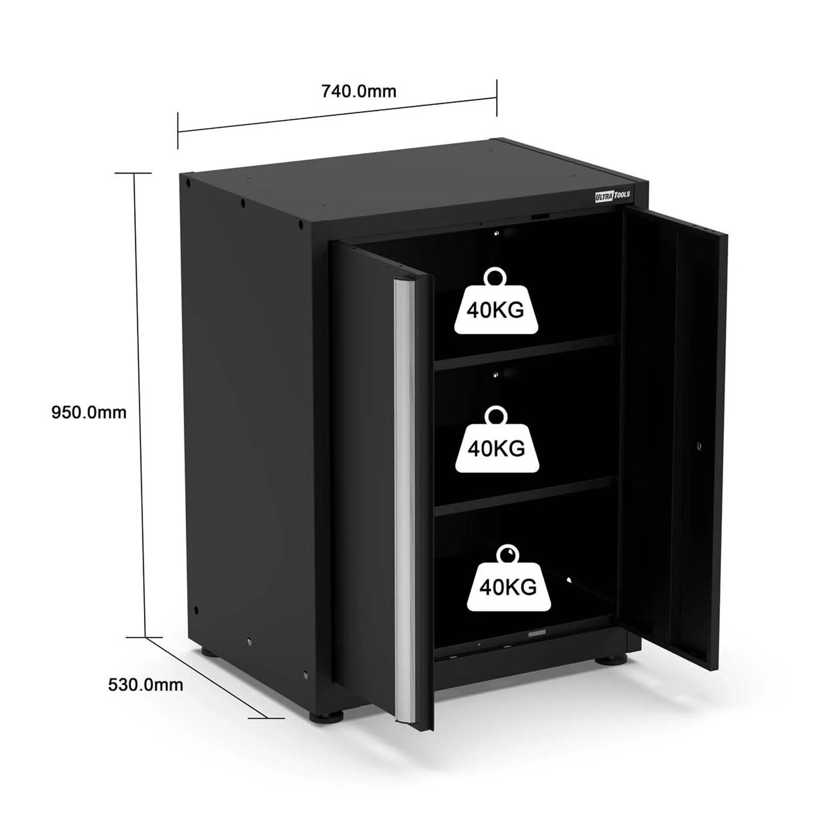 UltraTools 3650mm x 550mm x 2025mm Black Classic Workshop Garage Storage Cabinet Set - Image 19