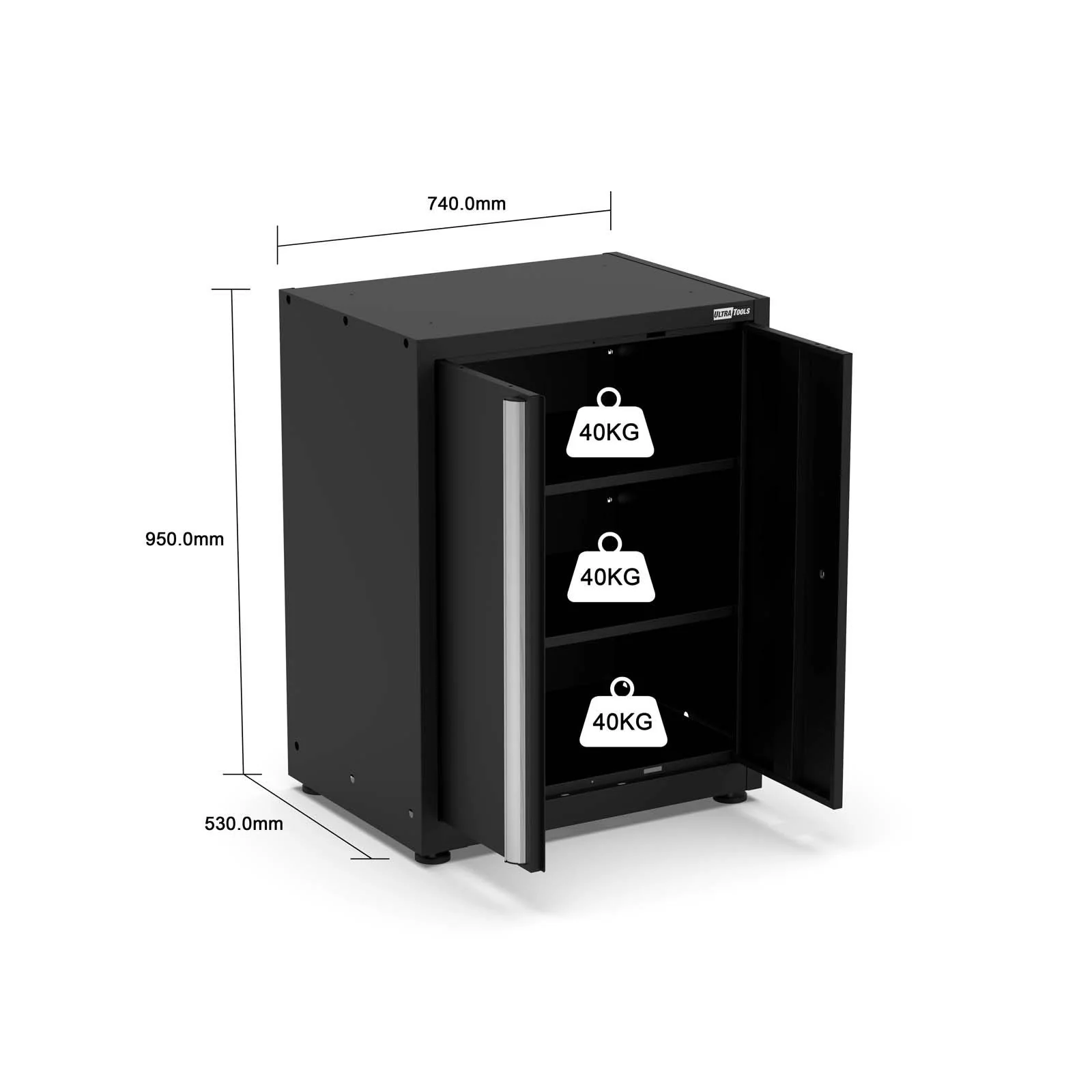 UltraTools 5150mm x 550mm x 2025mm Black Classic Workshop Garage Storage Cabinet Set - Image 19